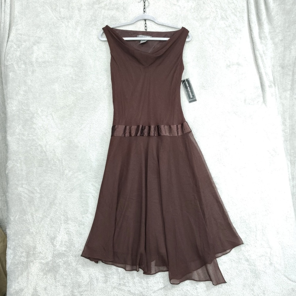 Jones Wear Midi Dress Brown Cowl Neck Sleeveless Size 12 NWT Woodland Fairy Worl